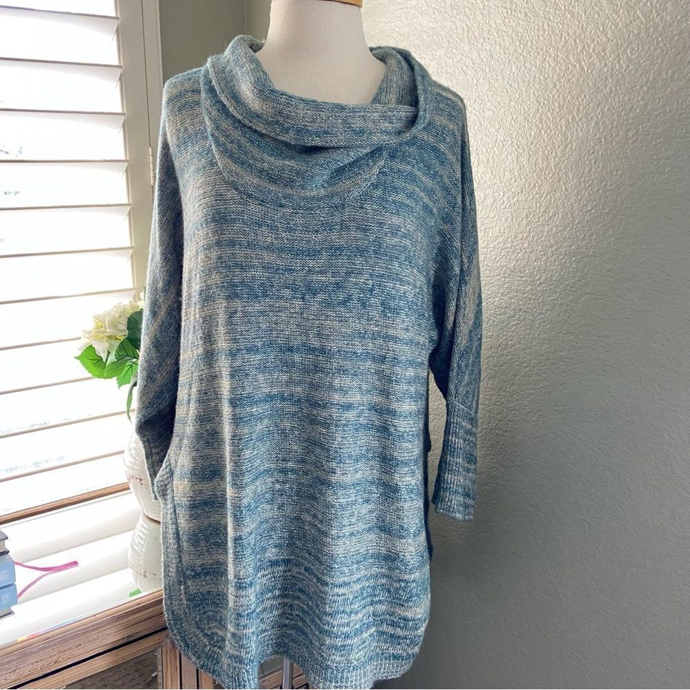 COPY - Anthropologie Field Flower Blue Cowl Neck Tunic Medium - Picture 2 of 10